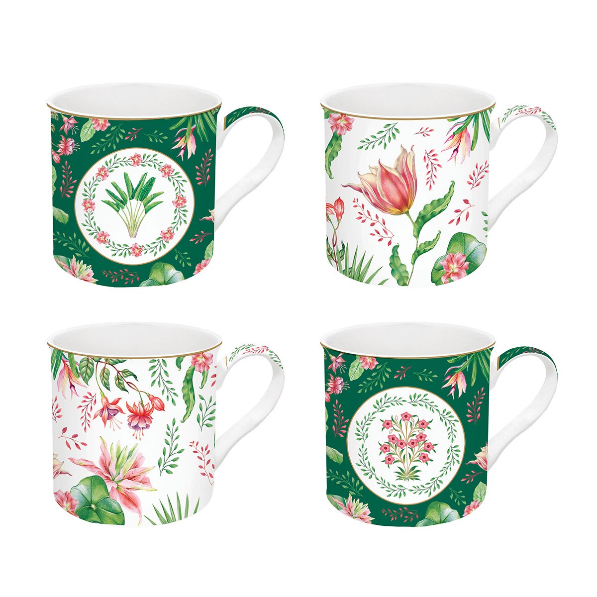Set 4 cani din portelan, 300 ml, Botanic Chic - SIMONA'S COOKSHOP