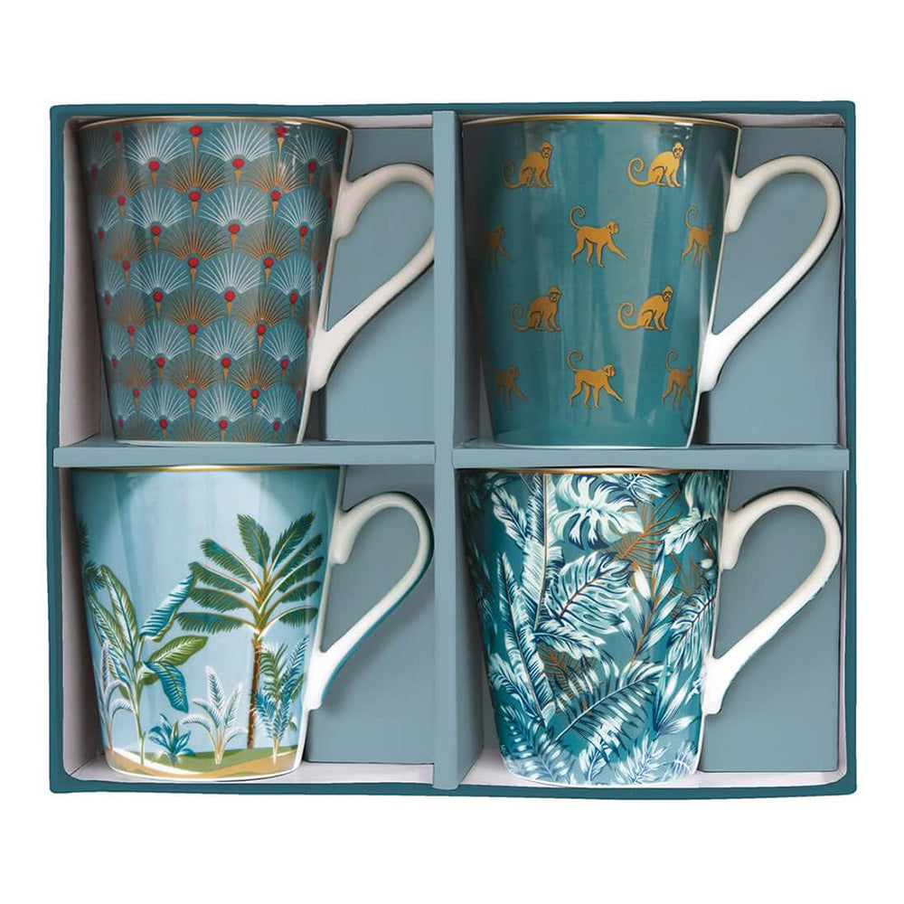 Set 4 cani din portelan, 300 ml, Jungle - COOKSHOP SPECIALS