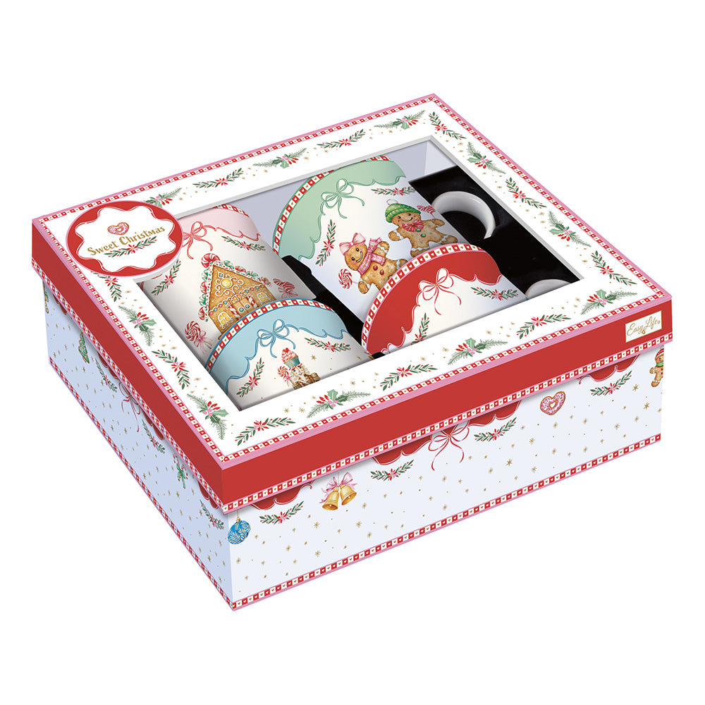 Set 4 cani din portelan, 300 ml, Sweet Christmas - COOKSHOP SPECIALS