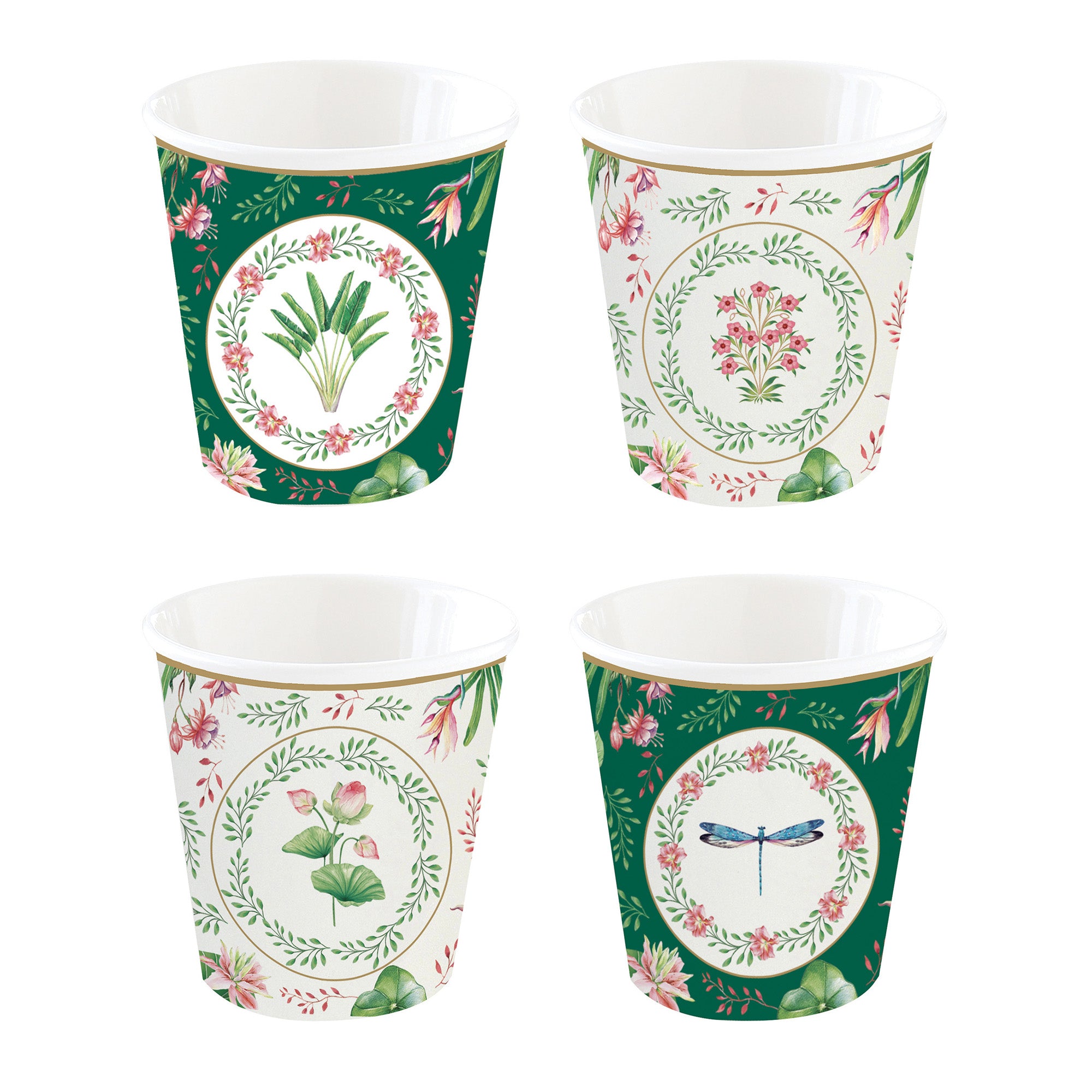 Set 4 cesti pentru cafea, 100 ml, Botanic Chic - COOKSHOP SPECIALS