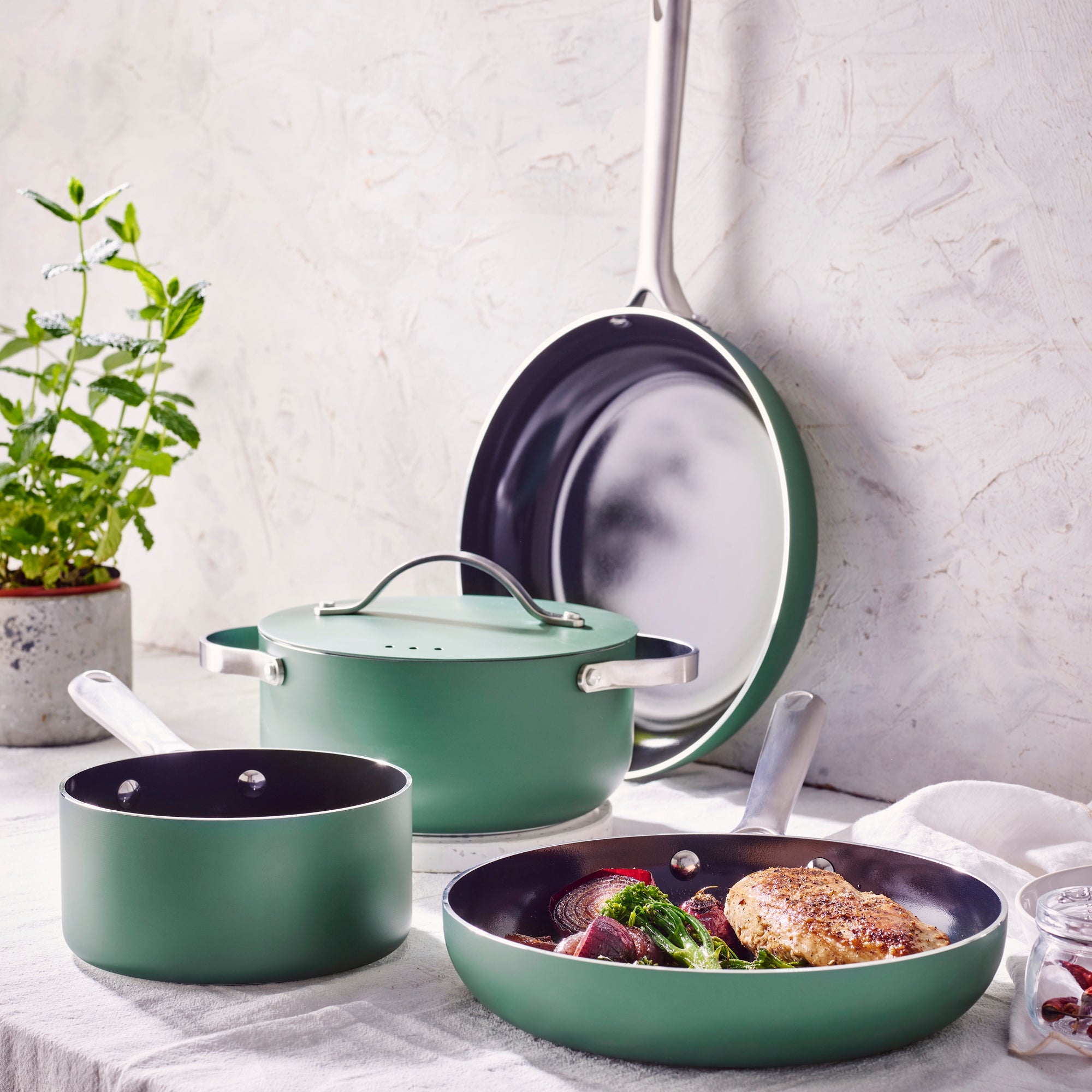 Set 4 vase pentru gatit, verde, Mobi  - BEKA