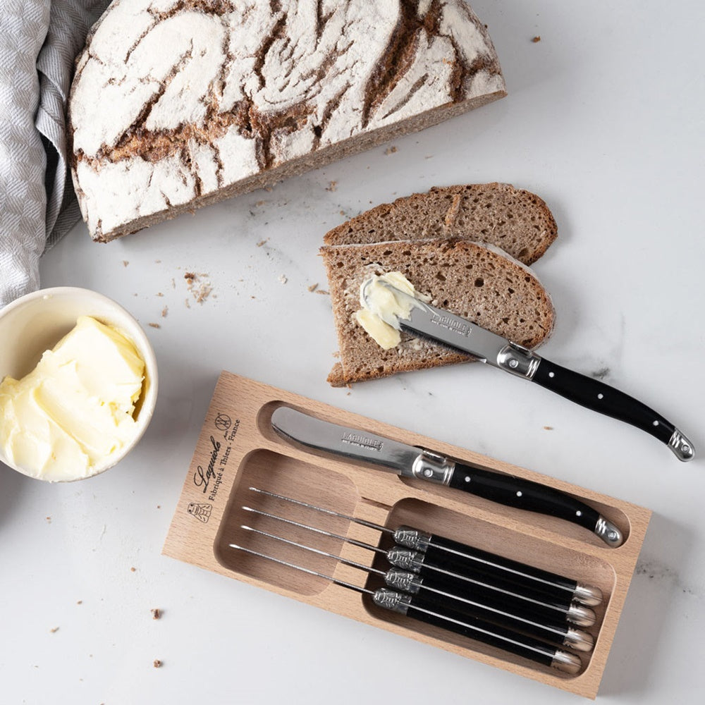 Set 6 cutite pentru unt, Laguiole Debutant Omnicolor Noir - ANDRE VERDIER - Image 1
