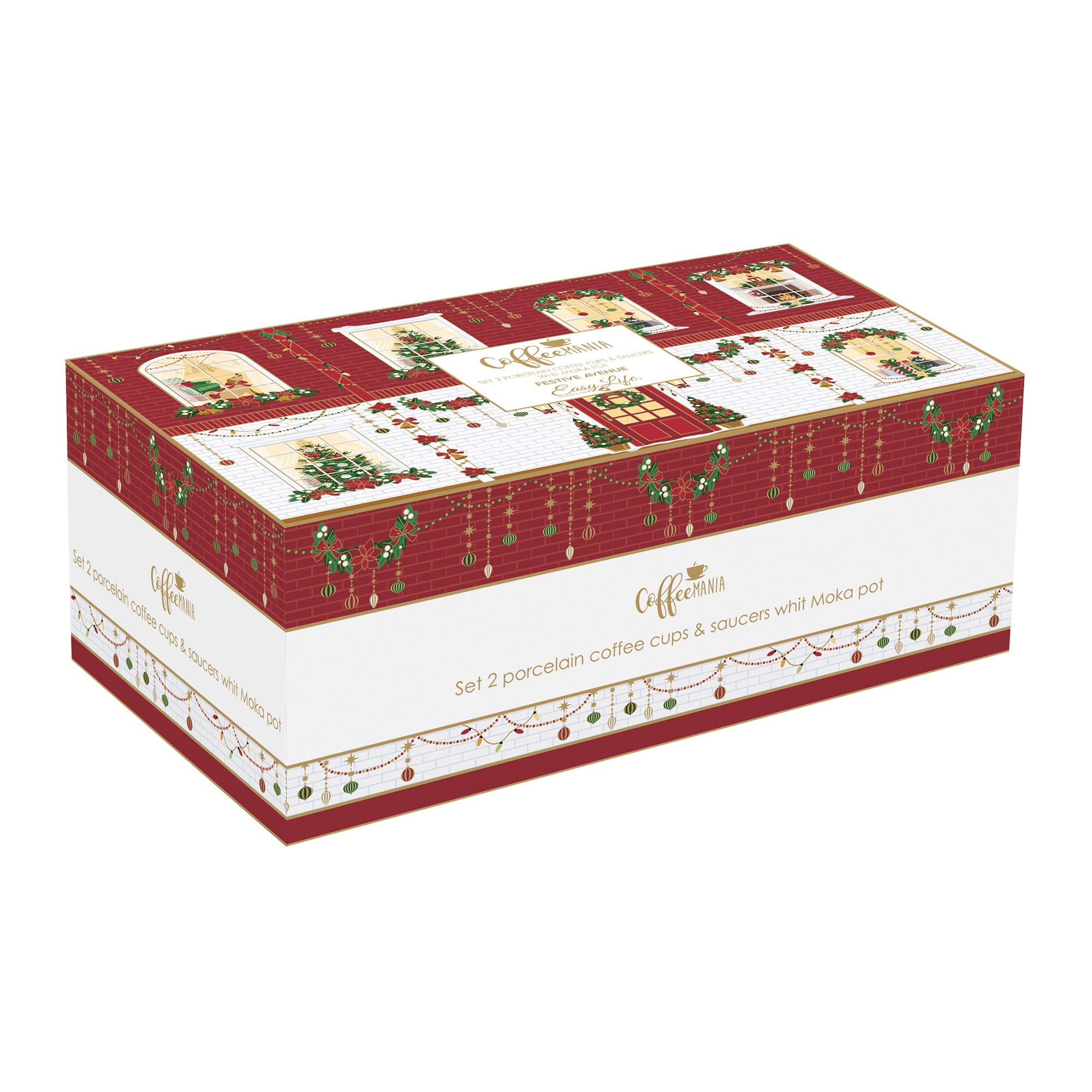 Set cafetiera si 2 cesti de cafea cu farfurii, 100 ml, Festive Avenue - COOKSHOP SPECIALS