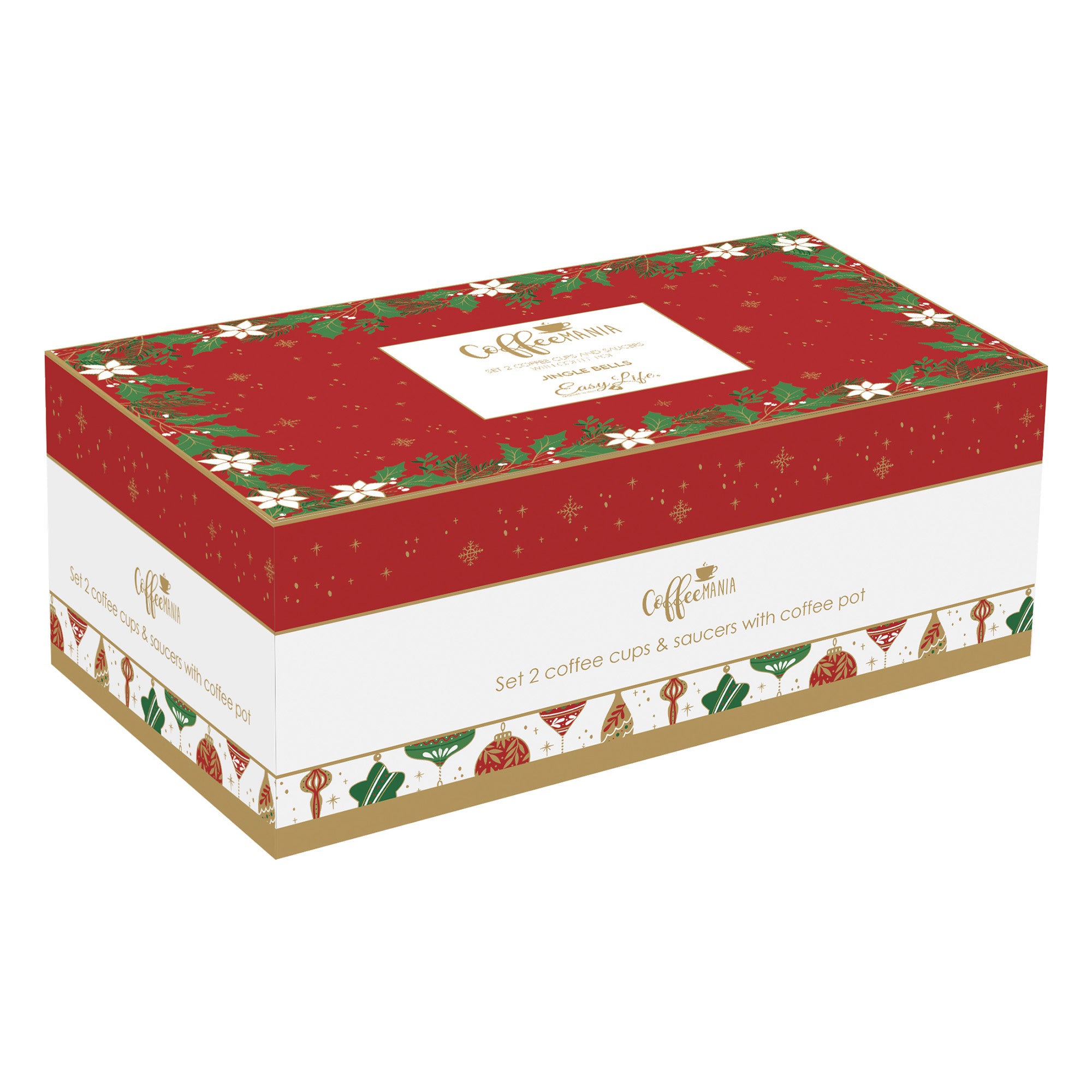 Set cafetiera si 2 cesti de cafea cu farfurii, 100 ml, Jingle Bells - SIMONA'S COOKSHOP - Image 2