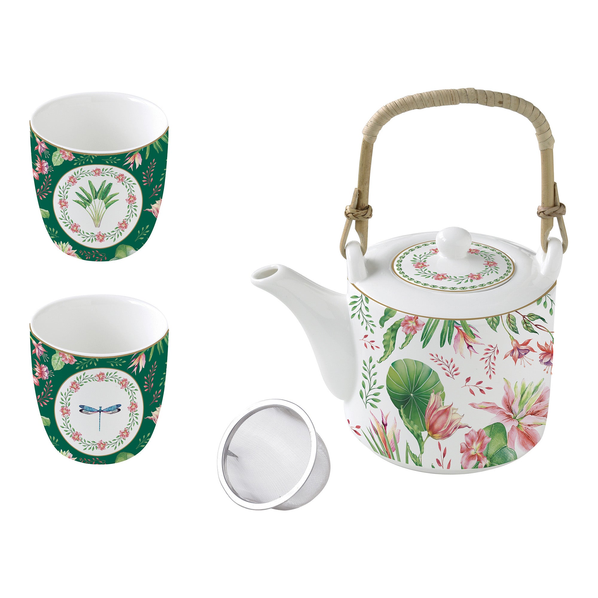 Set Ceainic si 2 cesti, 600 ml, Botanic Chic - COOKSHOP SPECIALS
