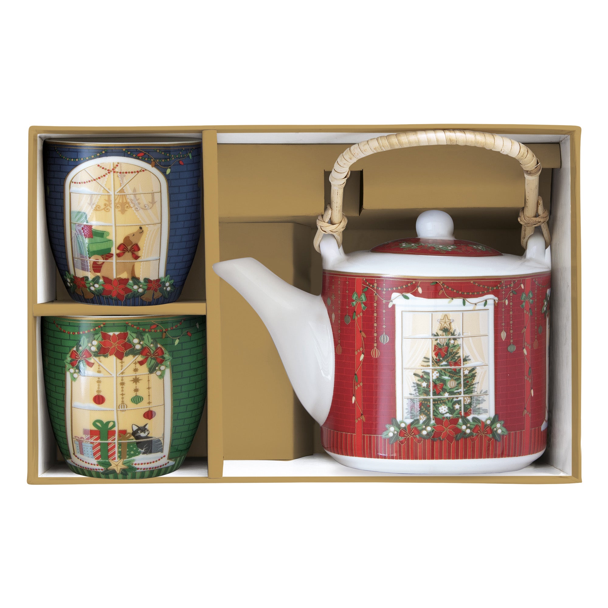 Set Ceainic si 2 cesti, 600 ml, Festive Avenue - COOKSHOP SPECIALS