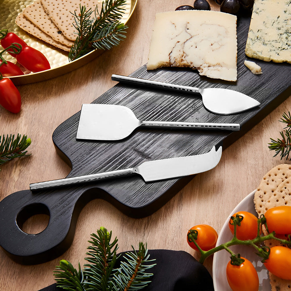 Set de 3 cutite pentru branza, otel inoxidabil, Hammered - SIMONA'S COOKSHOP - Image 1