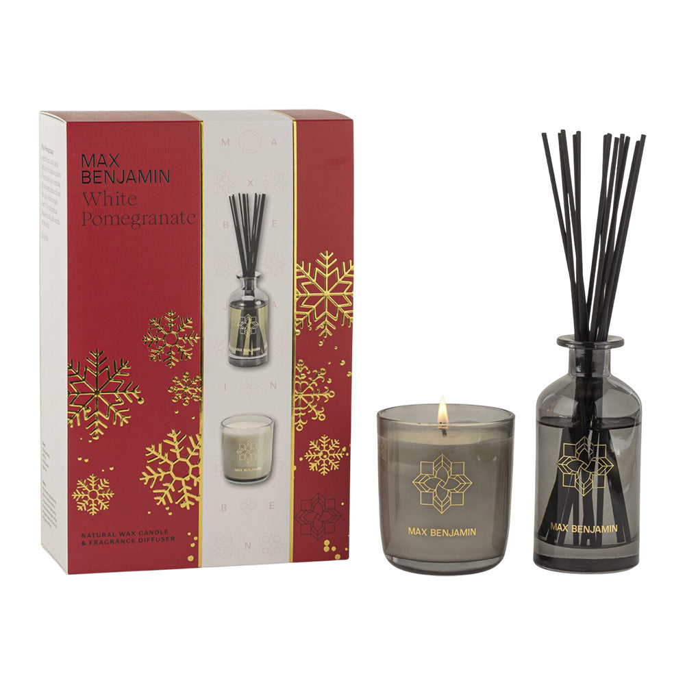 Set difuzor esenta parfumata si lumanare parfumata, White Pomegranate, Classic - MAX BENJAMIN