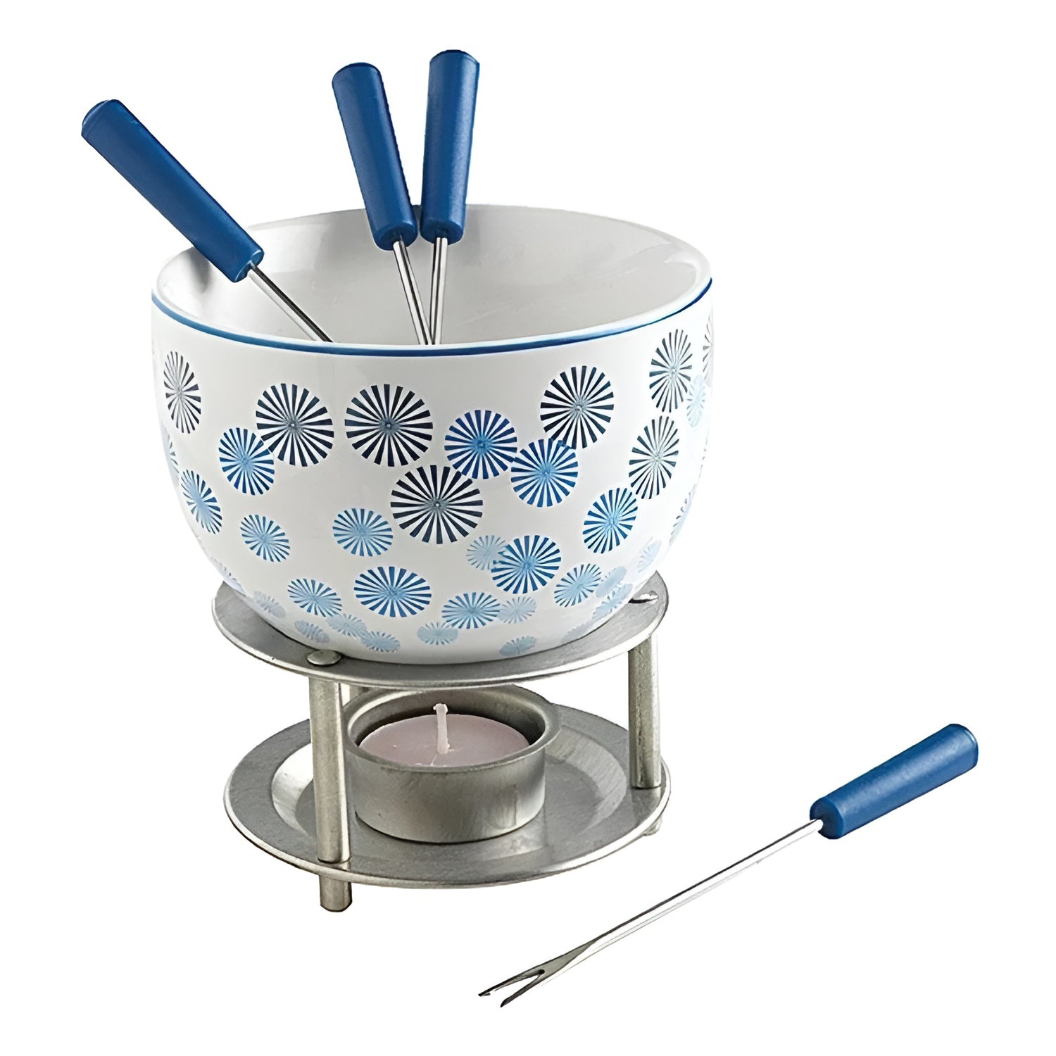 Set fondue, 0.4 litri, 4 furculite, albastru - MASTRAD