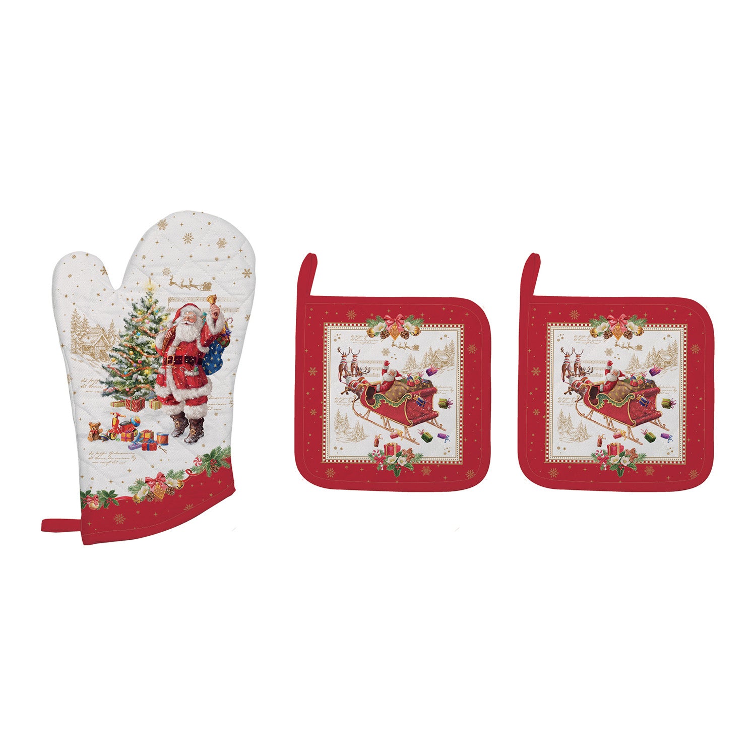 Set manusa de bucatarie si 2 potholdere, Christmas Memories - EASY LIFE