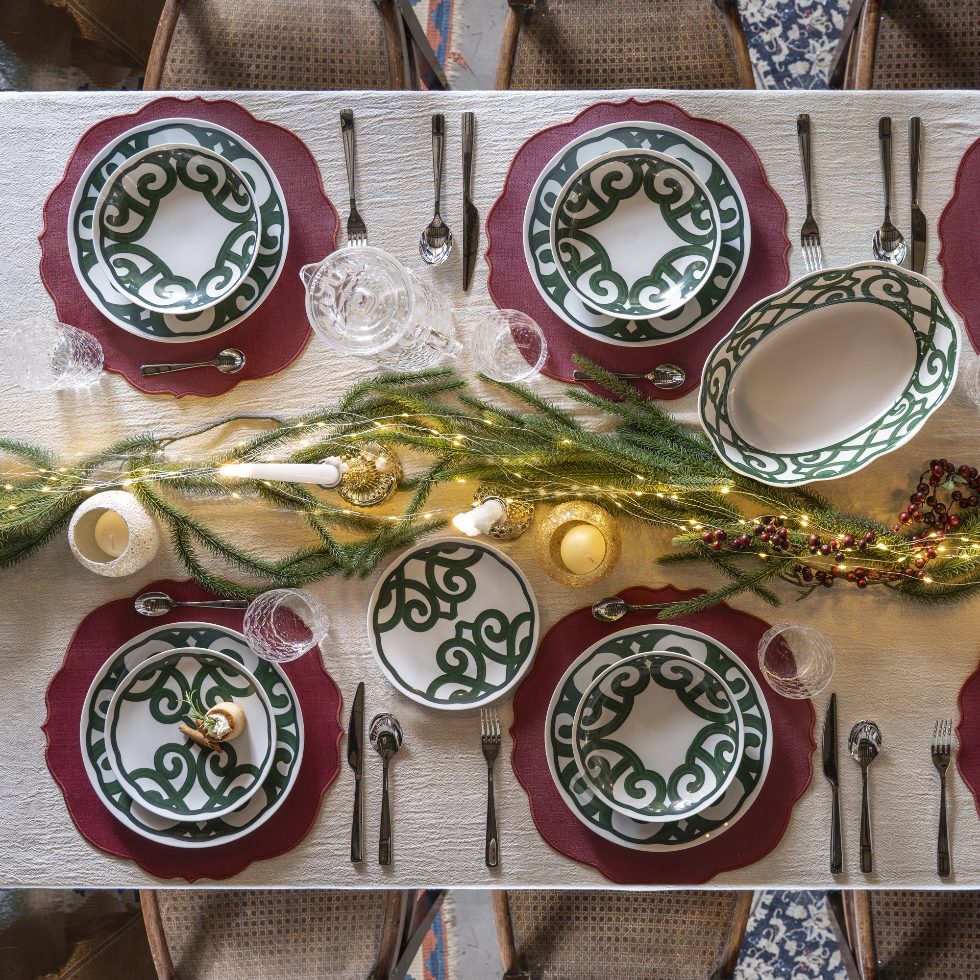 Set pentru cina, 18 piese, melamina, verde, Harmonia - GUZZINI