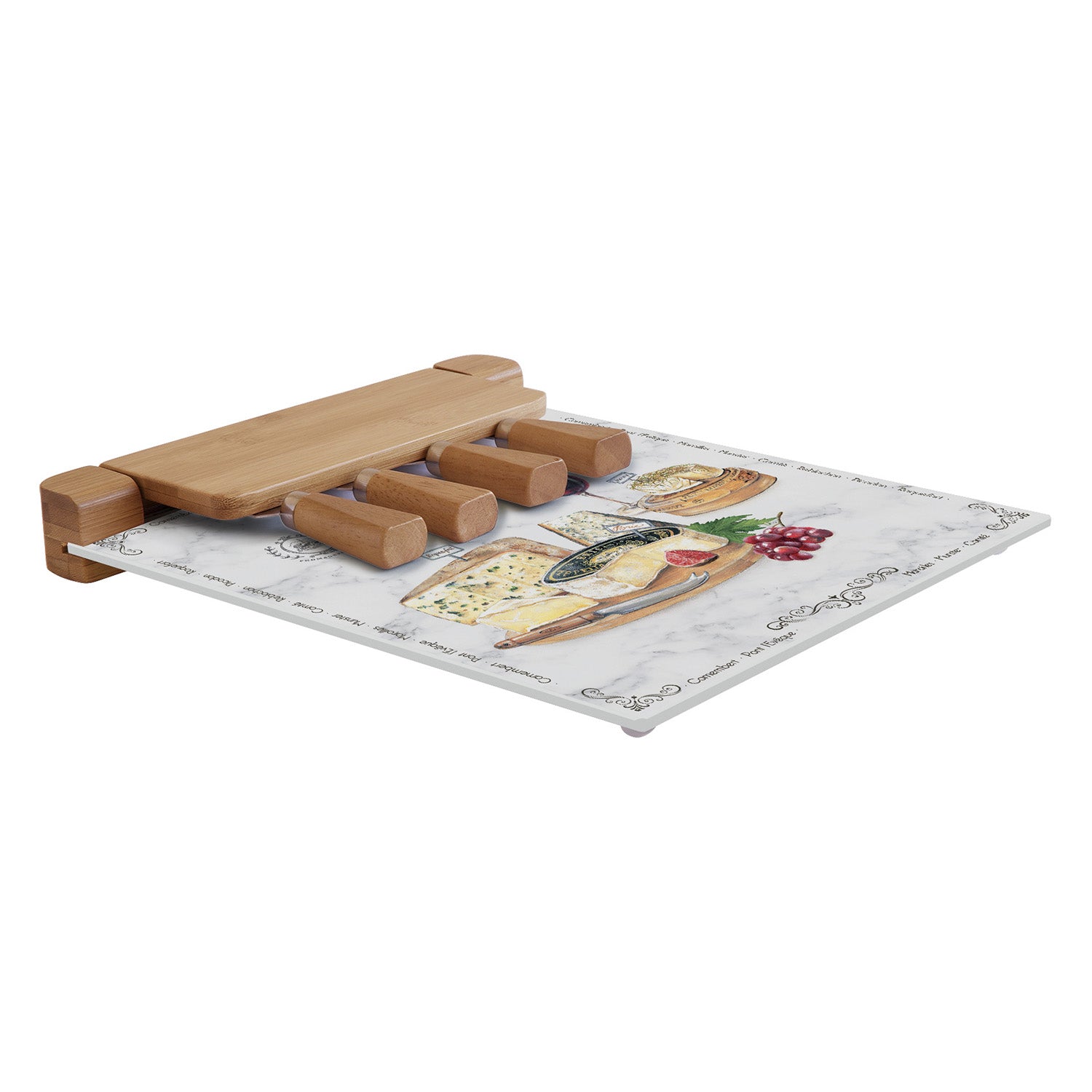 Set tocator si 4 cutite pentru branza, 30x25 cm, Les Fromages - COOKSHOP SPECIALS