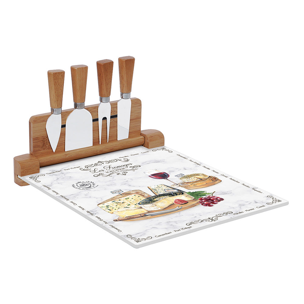 Set tocator si 4 cutite pentru branza, 30x25 cm, Les Fromages - COOKSHOP SPECIALS