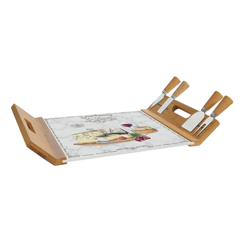 Set tocator si 4 cutite pentru branza, 44x28 cm, Les Fromages - COOKSHOP SPECIALS