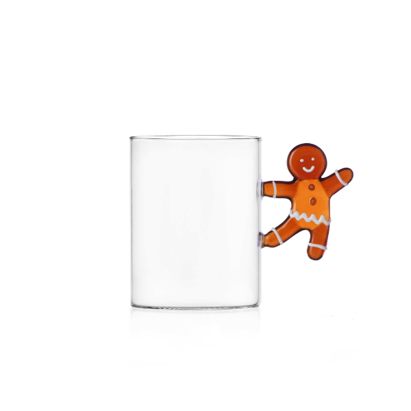 Cana din sticla, Mr Gingerbread, 10 cm, Sweet & Candy by Alessandra Baldereschi - ICHENDORF