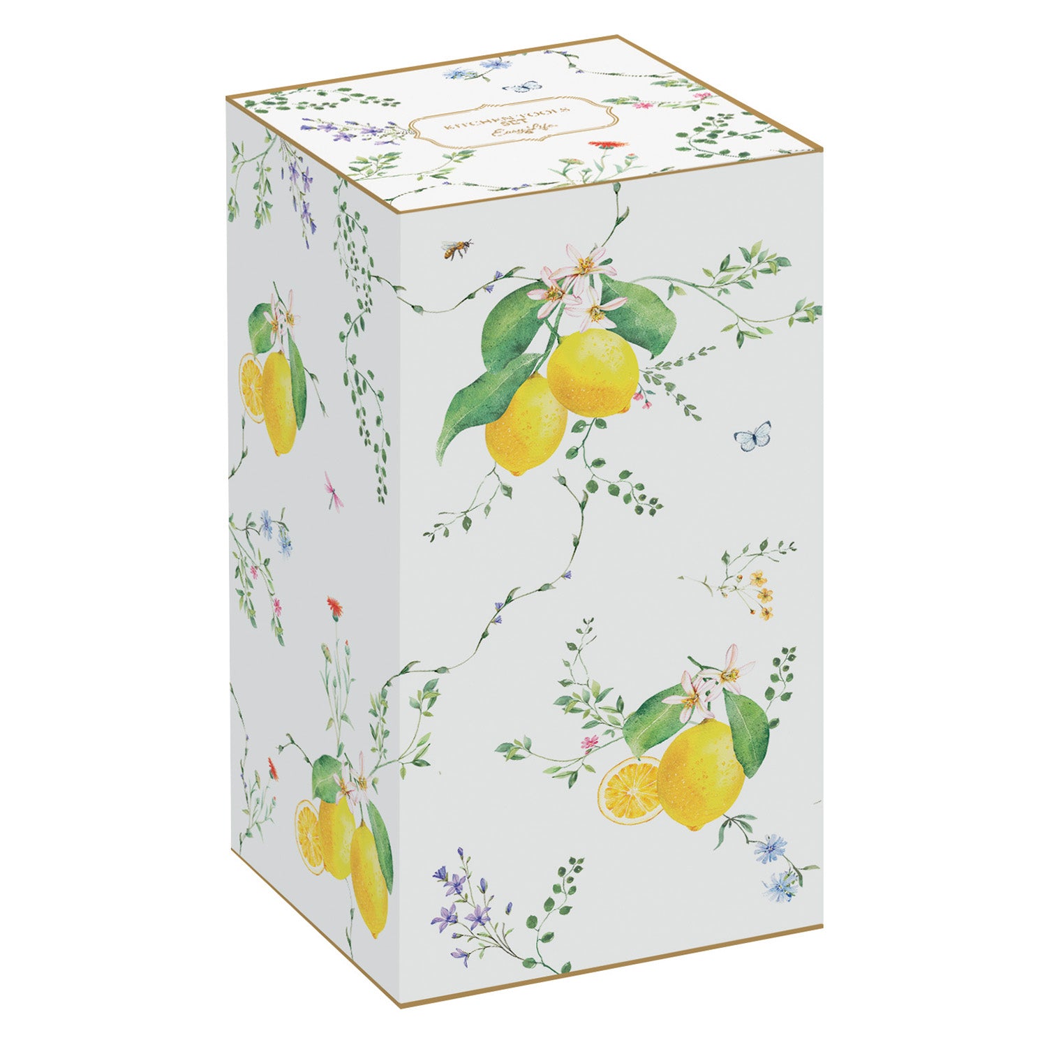 Suport din portelan cu 5 ustensile din lemn, Fleurs Citrons - COOKSHOP SPECIALS