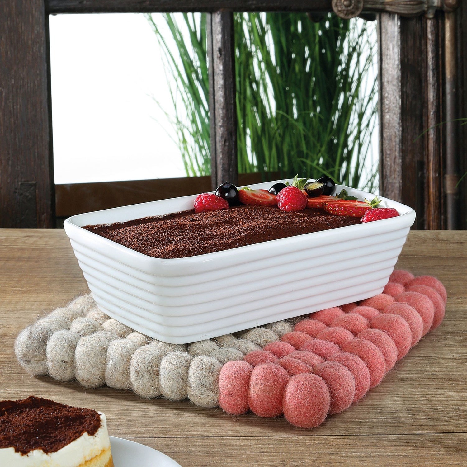 Suport patrat din lana, bej-corai, Lana Due - CILIO - Image 1