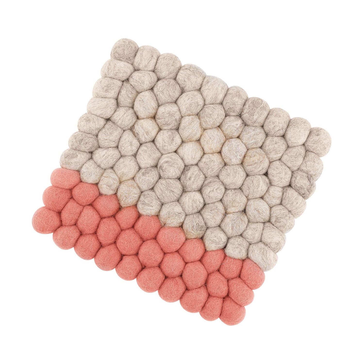 Suport patrat din lana, bej-corai, Lana Due - CILIO