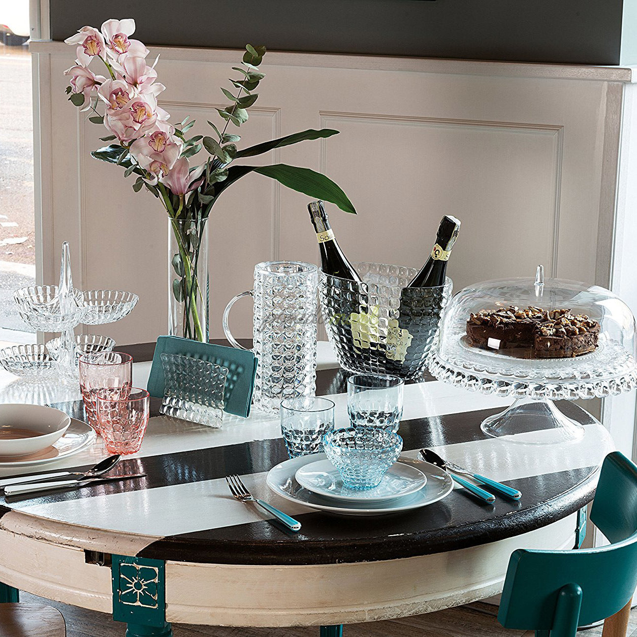 Platou cu picior si dom, transparent, colectia Tiffany - GUZZINI - Image 1