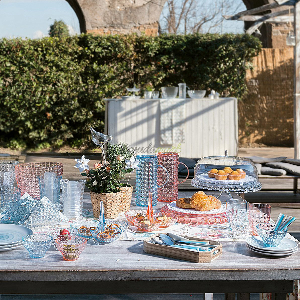 Platou cu picior si dom, transparent, colectia Tiffany - GUZZINI - Image 2