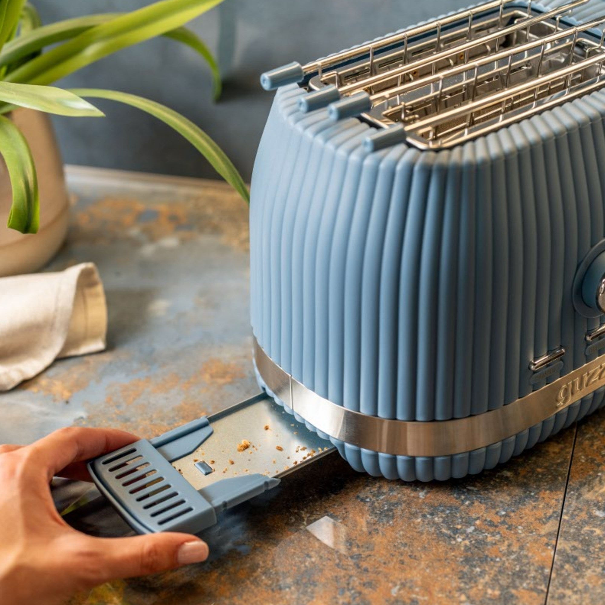 Toaster cu clesti, pentru 2 felii de paine, albastru, Sous Chef - GUZZINI