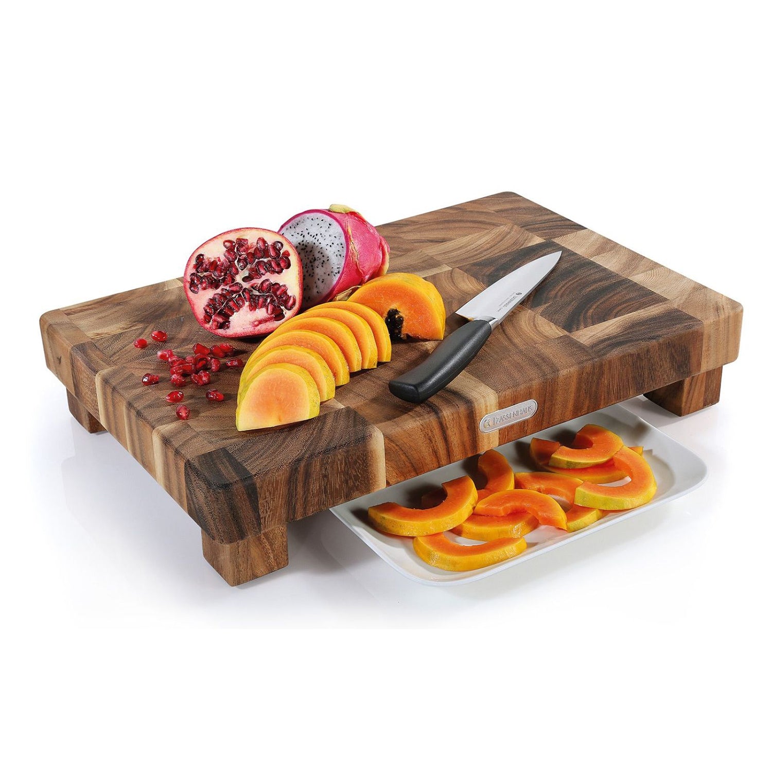 Tocator cu picioare din lemn de salcam, 45 x 30 cm - ZASSENHAUS - Image 1