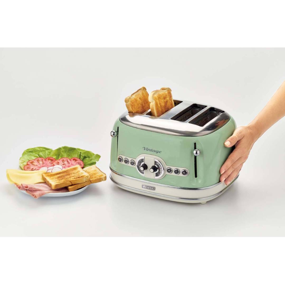 Toaster pentru 4 felii de paine, verde, Vintage - ARIETE - Image 1