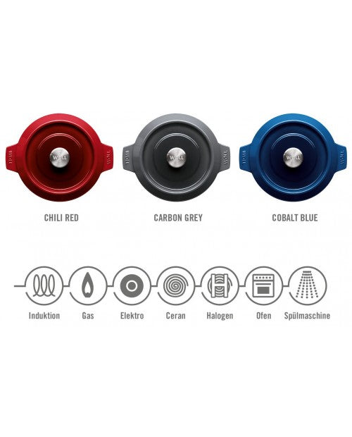 Set de 2 mini-cratite din fonta, cu capac, albastre, 10 cm, Iron - Woll - Image 4