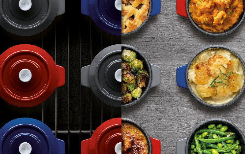 Set de 2 mini-cratite din fonta, cu capac, albastre, 10 cm, Iron - Woll - Image 5