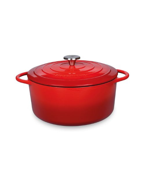 Oala rotunda din fonta, cu capac, rosu, 26 cm, Provence - KUCHENPROFI