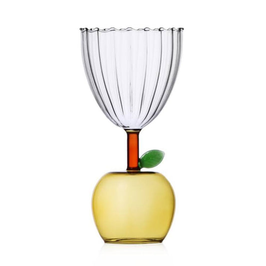 Pahar pentru vin, cu picior mar, Yellow, Fruits and Flower - designer Alessandra Baldereschi - ICHENDORF