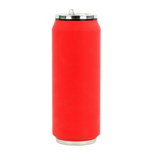 Cutie izoterma cu pai, 500 ml, rosu, colectia Soft touch - YOKO DESIGN