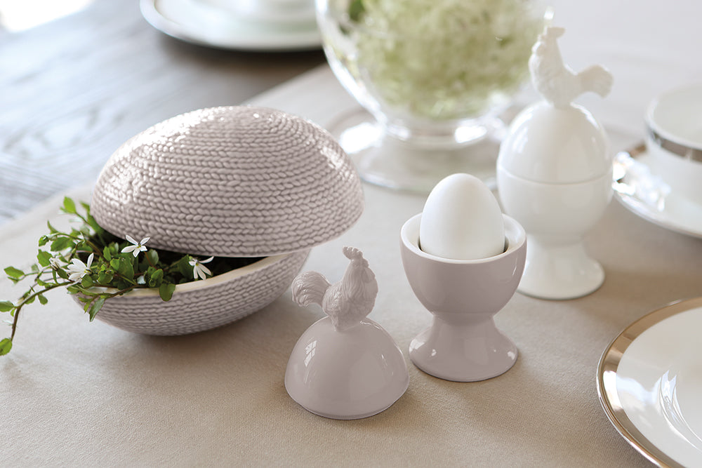 Suport din portelan pentru ou fiert, gri, 6 x 11 cm, colectia Pablo - FINK - Image 1