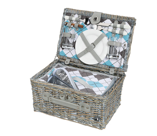 Cos de picnic pentru 2 persoane, salcie impletita, model Stresa Deluxe - CILIO