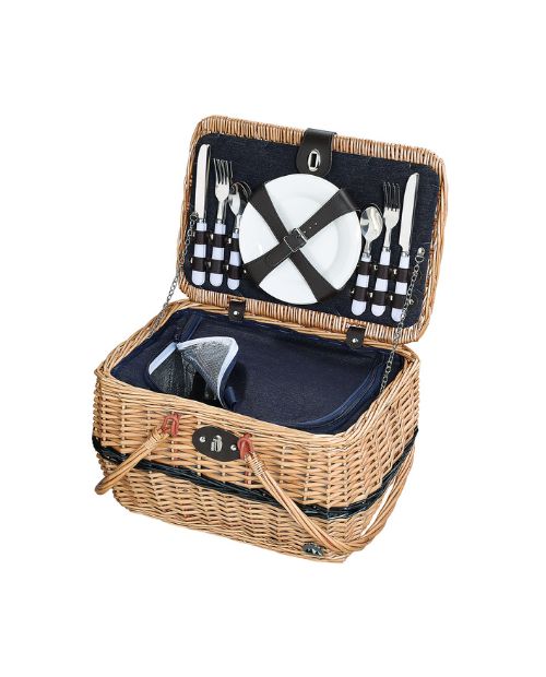 Cos de picnic pentru 4 persoane, salcie impletita, maro - Cilio