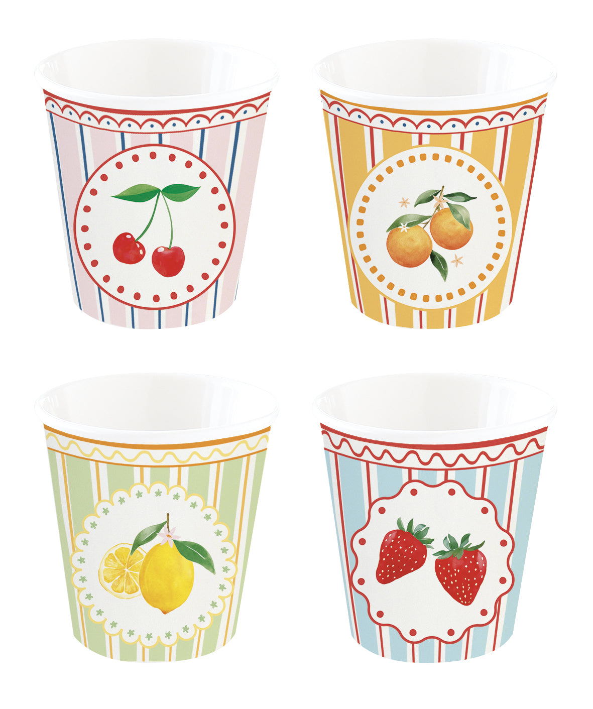 Set 4 cani din portelan, 100 ml, Fancy Fruit - COOKSHOP SPECIALS