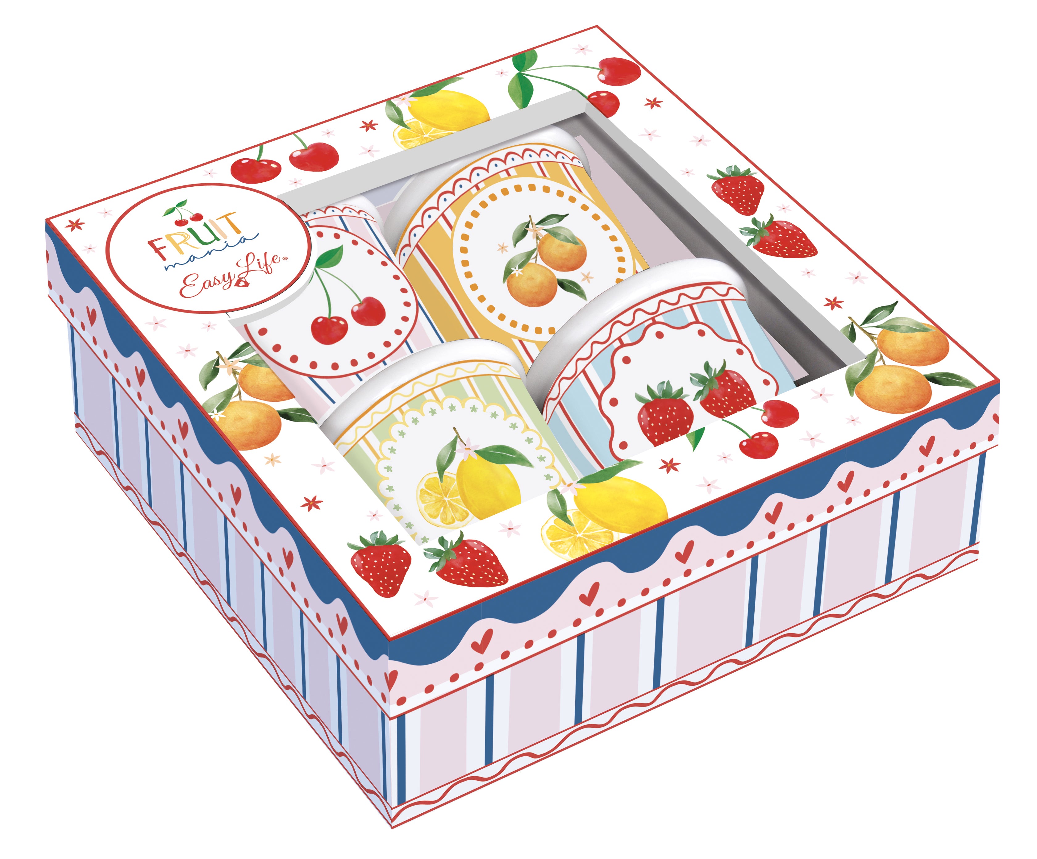 Set 4 cani din portelan, 100 ml, Fancy Fruit - COOKSHOP SPECIALS