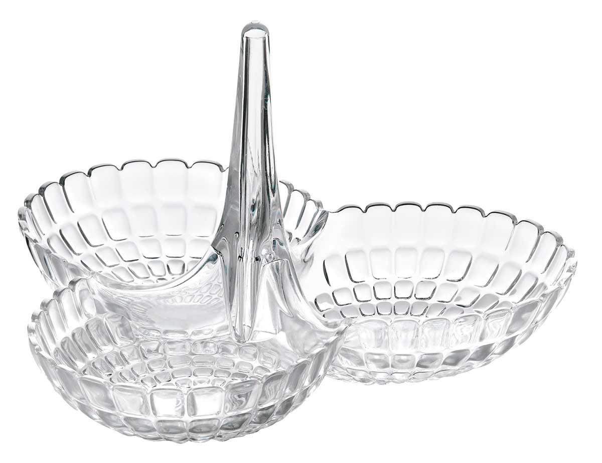 Suport cu 3 boluri pentru gustari, transparent, colectia Tiffany - GUZZINI