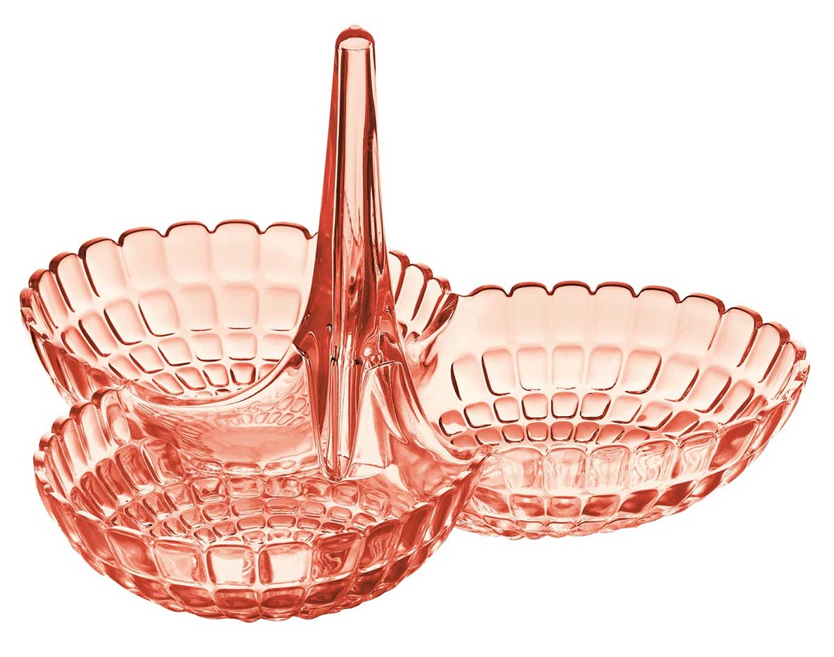 Suport cu 3 boluri pentru gustari, rosu, colectia Tiffany - GUZZINI