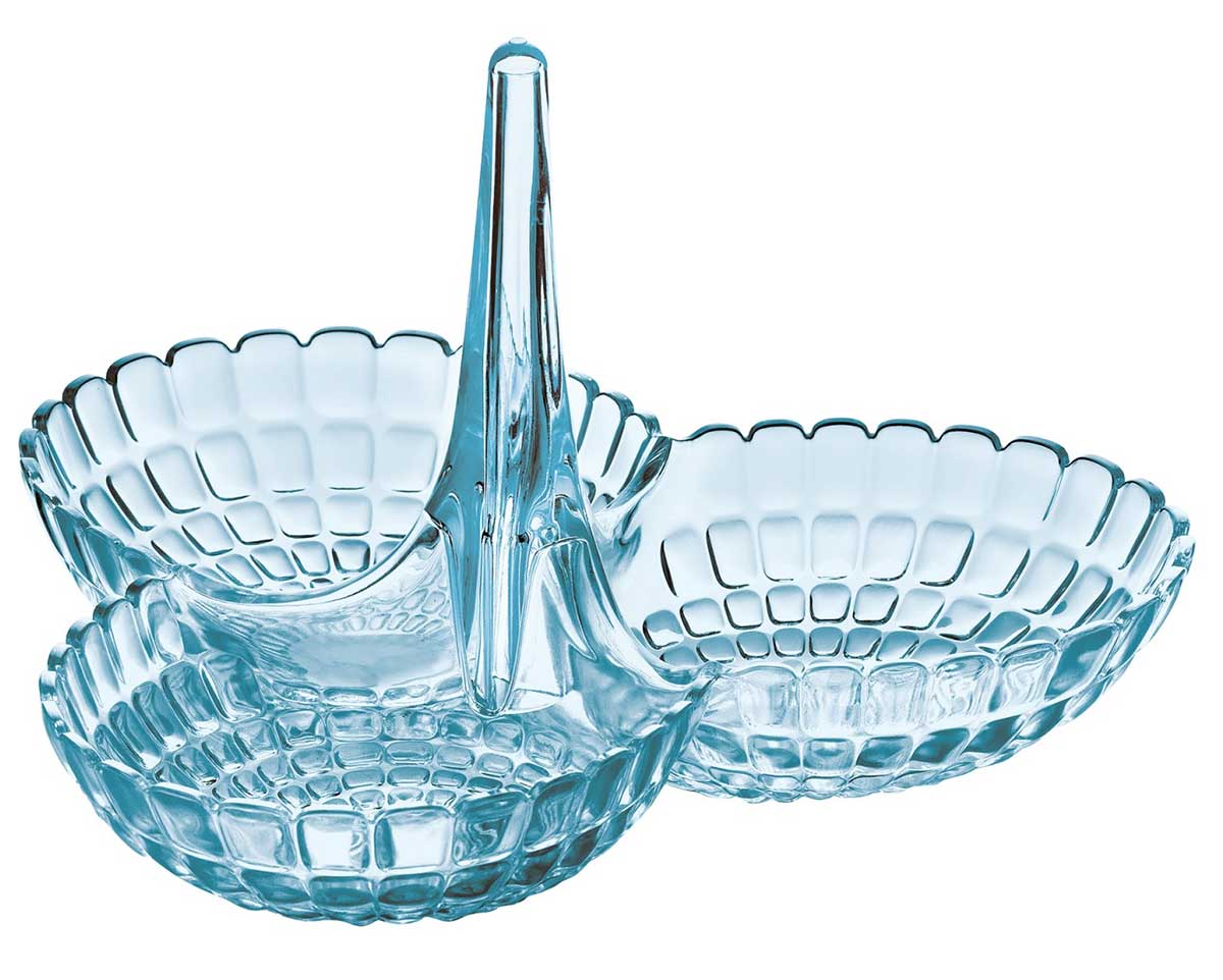 Suport cu 3 boluri pentru gustari, albastru, colectia Tiffany - GUZZINI