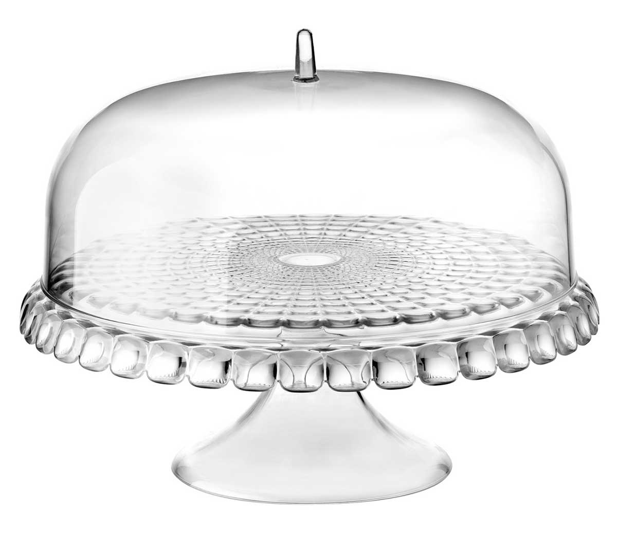 Platou cu picior si dom, transparent, colectia Tiffany - GUZZINI
