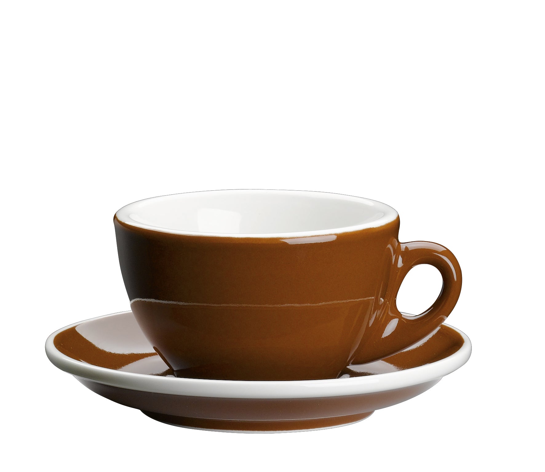 Ceasca si farfurie de cappuccino din portelan, maro, 100 ml, colectia Roma - CILIO
