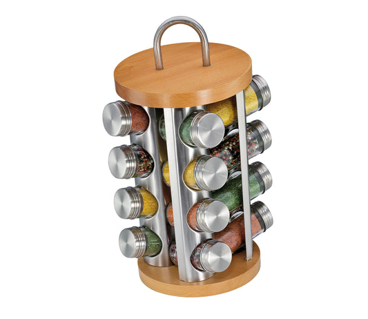 Suport rotativ pentru 16 condimente, inox si lemn de fag - KUCHENPROFI