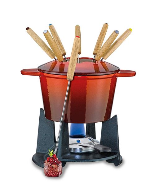 Set fondue pentru 8 persoane, din fonta, rosu, Grenoble Spring - KUCHENPROFI