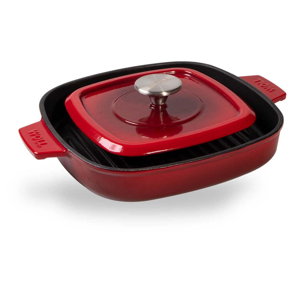 Tigaie grill din fonta, cu presa, rosie, 24x24 cm, Iron - WOLL - Image 3