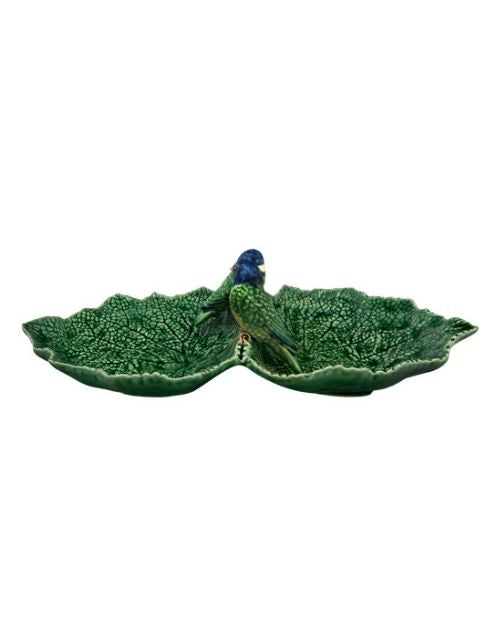 Vas ceramic dublu cu pasari albastre, 34 cm, Cineraria - Bordallo Pinheiro