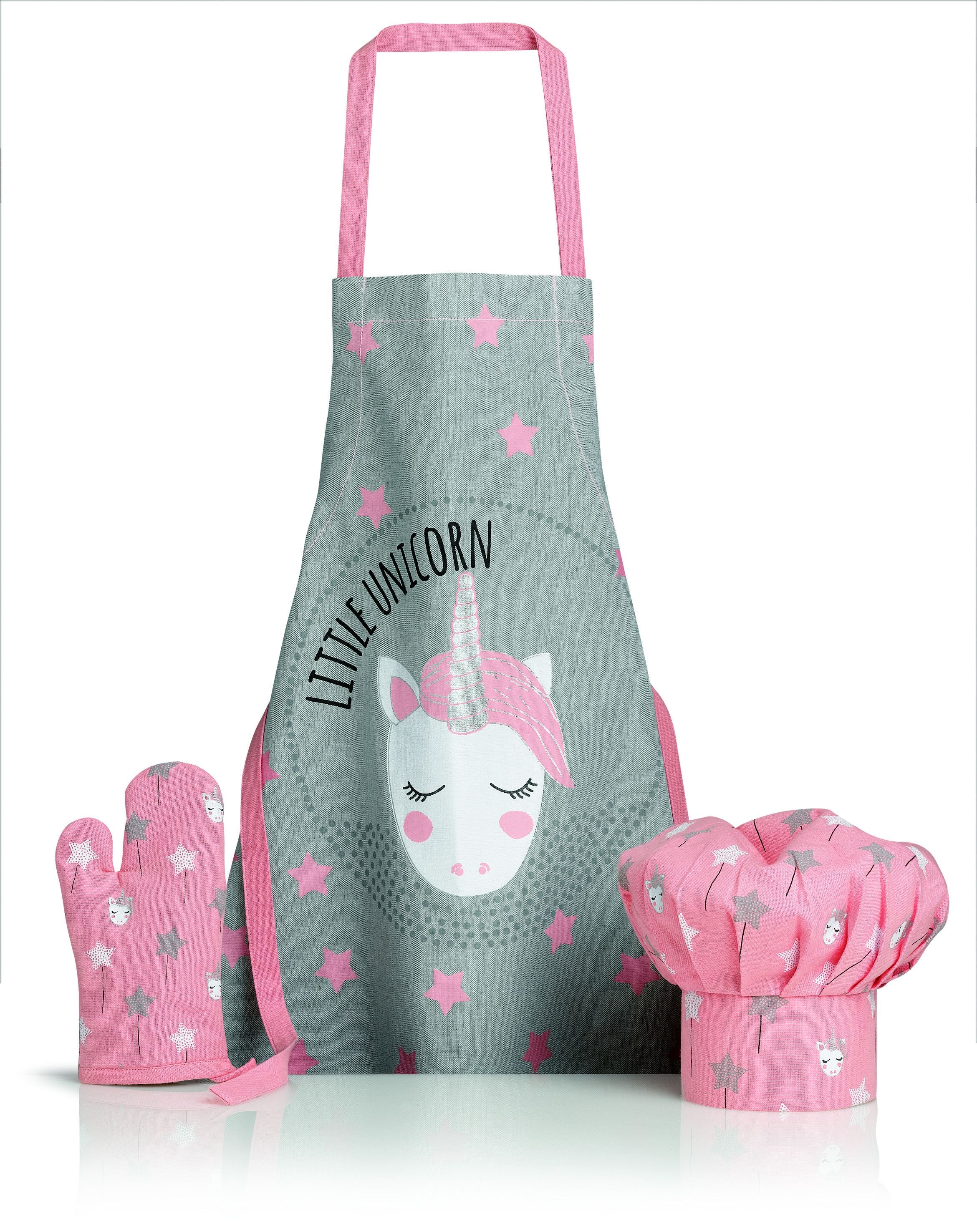 Set pentru copii, format din sort, manusa si boneta, model Little Unicorn, bumbac - SIMONA'S COOKSHOP