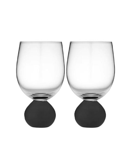 Set 2 pahare pentru vin, sticla cristalina, Astrid Matte Black - SIMONA'S COOKSHOP