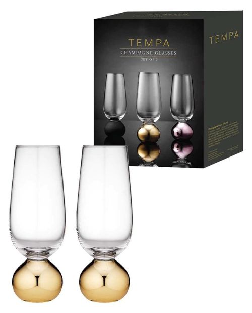 Set 2 pahare pentru sampanie, sticla cristalina, Astrid Gold - SIMONA'S COOKSHOP