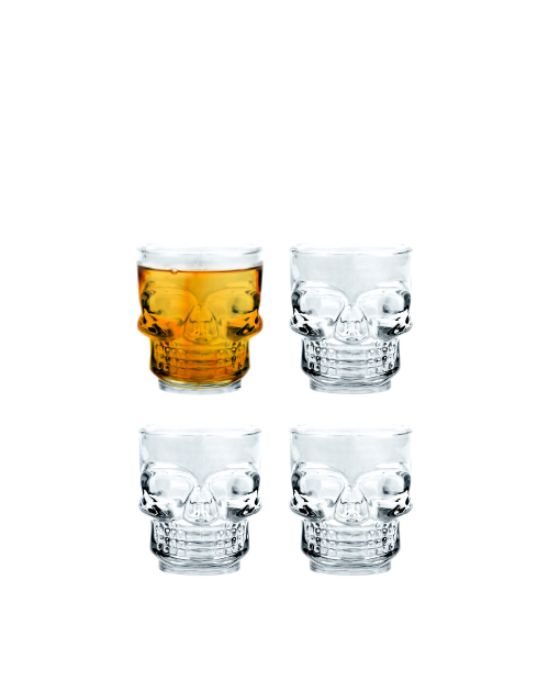 Set de 4 pahare 3D pentru shot in forma de craniu - VIN BOUQUET